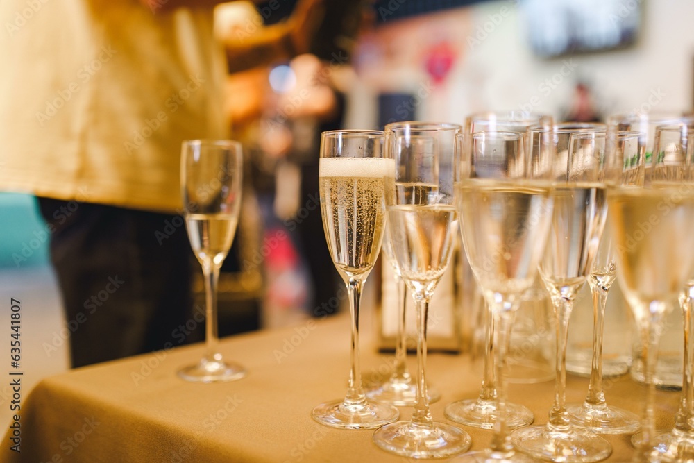 buffet. A glass of champagne. Alcohol. buffet. A glass of champagne. Alcohol.