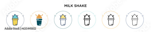 Milk shake icon in filled  thin line  outline and stroke style. Vector illustration of two colored and black milk shake vector icons designs can be used for mobile  ui  web