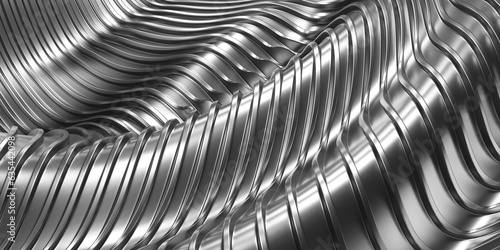 Abstract metal background. Silver steel stripes wavy pattern