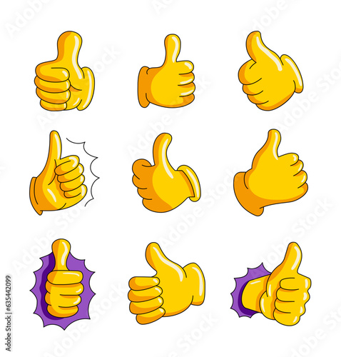 Thumbs up image. Emotion hand gesture. Like symbol of approval. Collection of design elements.
