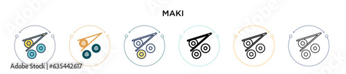 Maki icon in filled, thin line, outline and stroke style. Vector illustration of two colored and black maki vector icons designs can be used for mobile, ui, web