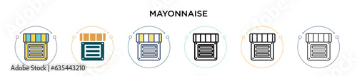 Mayonnaise icon in filled, thin line, outline and stroke style. Vector illustration of two colored and black mayonnaise vector icons designs can be used for mobile, ui, web