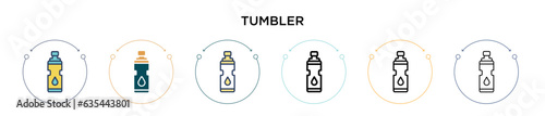 Tumbler icon in filled, thin line, outline and stroke style. Vector illustration of two colored and black tumbler vector icons designs can be used for mobile, ui, web