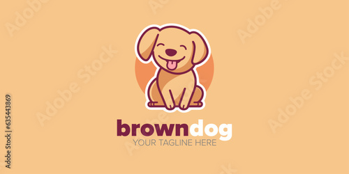 Pet Shop Essentials: Minimalist Cute Brown Dog Logo for Pet Logo, Products for Dogs, Vector, Clinic & Brands