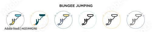 Bungee jumping icon in filled, thin line, outline and stroke style. Vector illustration of two colored and black bungee jumping vector icons designs can be used for mobile, ui, web