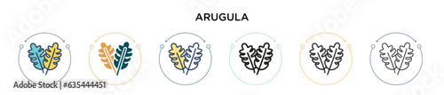 Arugula icon in filled, thin line, outline and stroke style. Vector illustration of two colored and black arugula vector icons designs can be used for mobile, ui, web