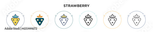 Strawberry icon in filled, thin line, outline and stroke style. Vector illustration of two colored and black strawberry vector icons designs can be used for mobile, ui, web