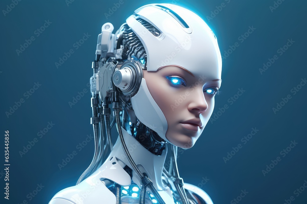 Womans head photo realistic illustration - Generative AI. Womans head photo realistic illustration - Generative AI.
