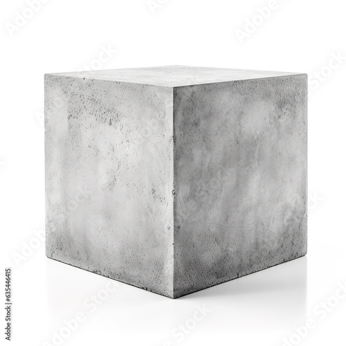 Concrete cube isolated on white background