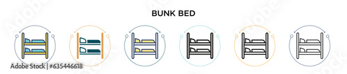 Bunk bed icon in filled, thin line, outline and stroke style. Vector illustration of two colored and black bunk bed vector icons designs can be used for mobile, ui, web