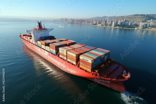 Aerial container ship view highlights import export logistic business over international open sea Generative AI