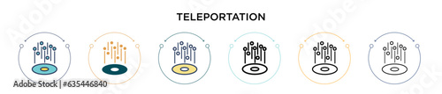 Teleportation icon in filled, thin line, outline and stroke style. Vector illustration of two colored and black teleportation vector icons designs can be used for mobile, ui, web