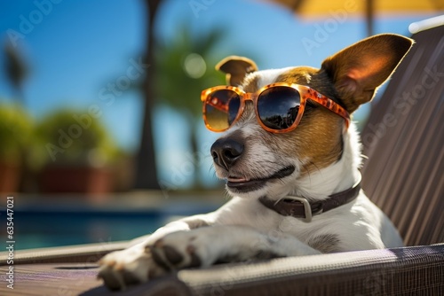 Illustration of a cool and funny Jack Russell dog in sunglasses, Generative Ai © zainab