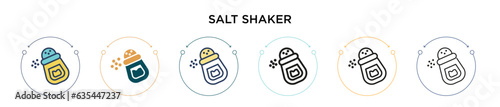 Salt shaker icon in filled, thin line, outline and stroke style. Vector illustration of two colored and black salt shaker vector icons designs can be used for mobile, ui, web