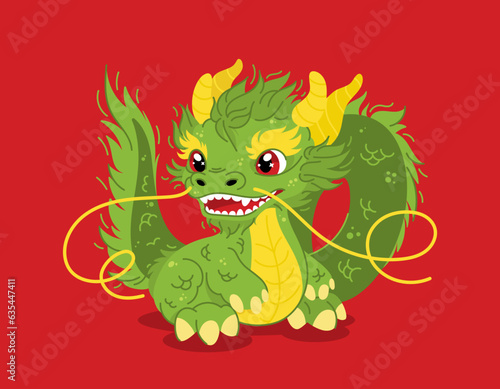 Chinese New Year 2024. Chinese zodiac symbol green dragon for branding covers, cards, posters, banners. Happy New Year.