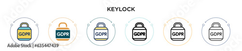 Keylock icon in filled, thin line, outline and stroke style. Vector illustration of two colored and black keylock vector icons designs can be used for mobile, ui, web