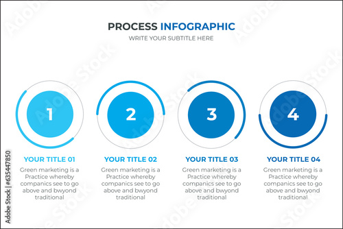 multicolor circles with thin lines for infographic. template for timeline presentation with 4 steps vector 