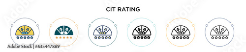 Credit rating icon in filled, thin line, outline and stroke style. Vector illustration of two colored and black credit rating vector icons designs can be used for mobile, ui, web