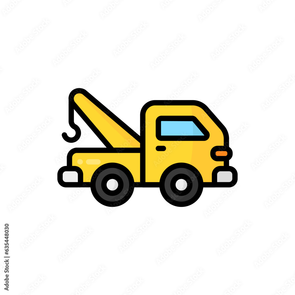 Simple Crane Truck lineal color icon. The icon can be used for websites, print templates, presentation templates, illustrations, etc