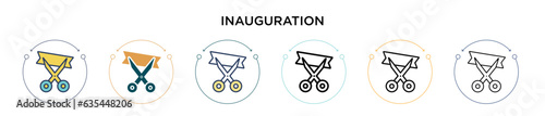 Inauguration icon in filled, thin line, outline and stroke style. Vector illustration of two colored and black inauguration vector icons designs can be used for mobile, ui, web