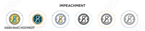 Impeachment icon in filled, thin line, outline and stroke style. Vector illustration of two colored and black impeachment vector icons designs can be used for mobile, ui, web