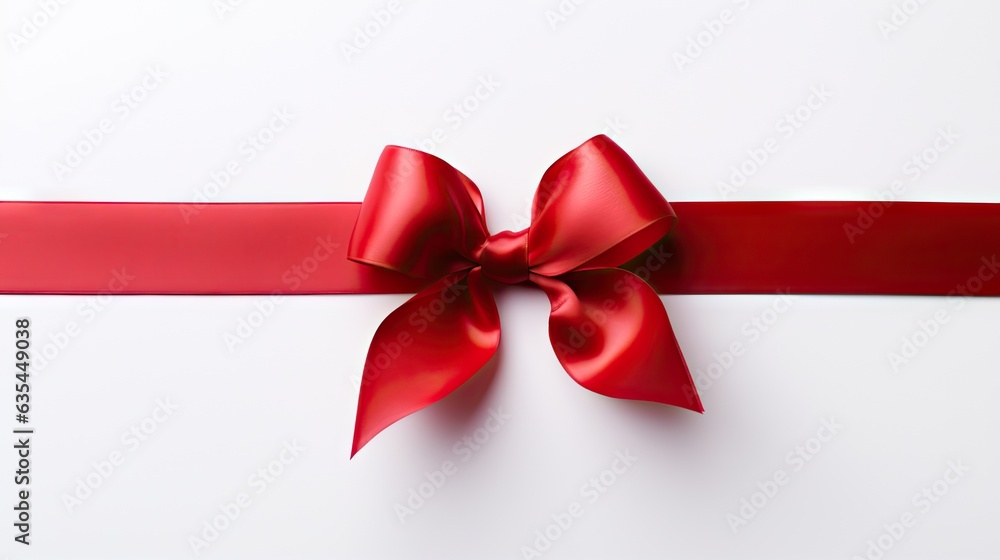 Red ribbon bow isolated on white background created with Generative AI technology Red ribbon bow isolated on white background created with Generative AI technology
