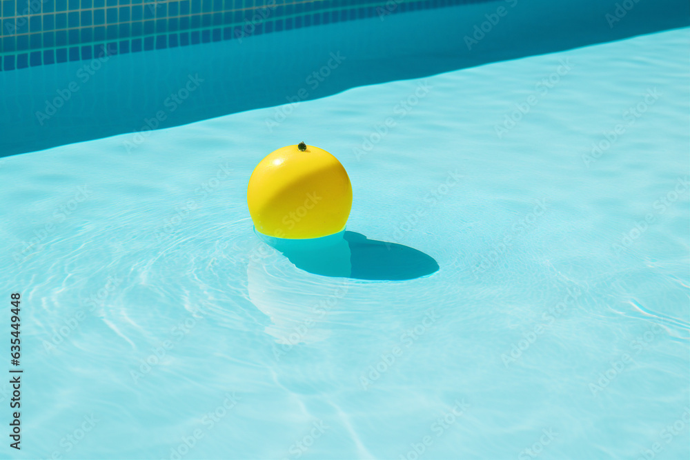 pool circle water float yellow sunlight resort rescue vacation ring. Generative AI.