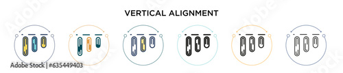 Vertical alignment icon in filled, thin line, outline and stroke style. Vector illustration of two colored and black vertical alignment vector icons designs can be used for mobile, ui, web