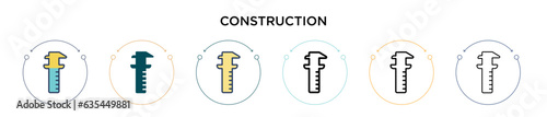 Construction icon in filled, thin line, outline and stroke style. Vector illustration of two colored and black construction vector icons designs can be used for mobile, ui, web