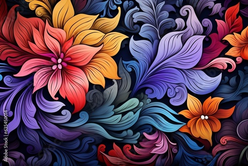 Colorful Floral Pattern Background, Generative Ai
