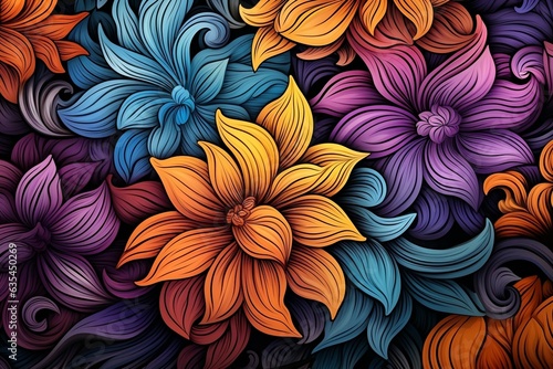 Colorful Floral Pattern Background  Generative Ai