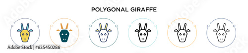 Polygonal giraffe icon in filled, thin line, outline and stroke style. Vector illustration of two colored and black polygonal giraffe vector icons designs can be used for mobile, ui, web