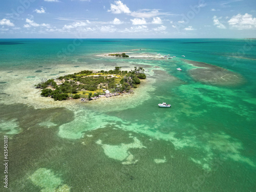 Boaters enjoying a sunny Summer day island hopping near Marathon in the Florida Keys