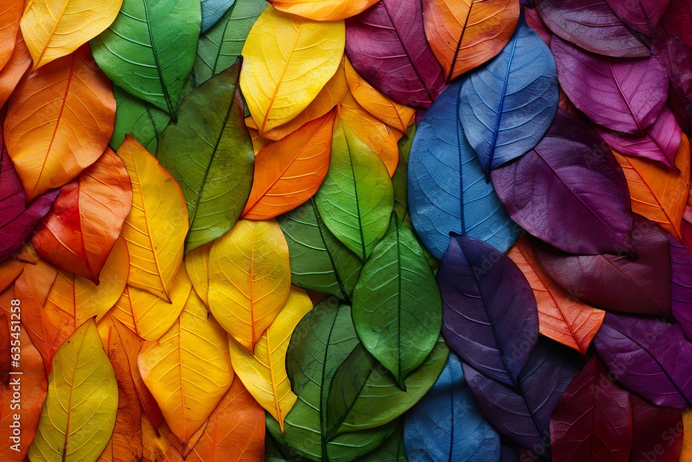 Vibrant Colored Leaves Background: Autumn Beauty