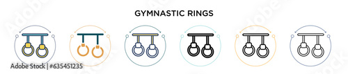 Gymnastic rings icon in filled, thin line, outline and stroke style. Vector illustration of two colored and black gymnastic rings vector icons designs can be used for mobile, ui, web