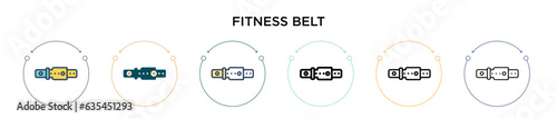 Fitness belt icon in filled, thin line, outline and stroke style. Vector illustration of two colored and black fitness belt vector icons designs can be used for mobile, ui, web