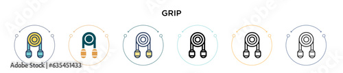 Grip icon in filled, thin line, outline and stroke style. Vector illustration of two colored and black grip vector icons designs can be used for mobile, ui, web