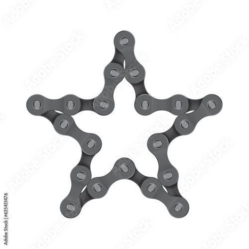 Vector star created from realistic bike chain. Isolated on white background.