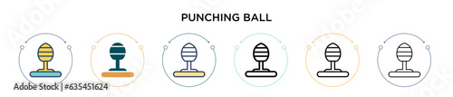 Punching ball icon in filled, thin line, outline and stroke style. Vector illustration of two colored and black punching ball vector icons designs can be used for mobile, ui, web
