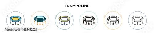 Trampoline icon in filled, thin line, outline and stroke style. Vector illustration of two colored and black trampoline vector icons designs can be used for mobile, ui, web