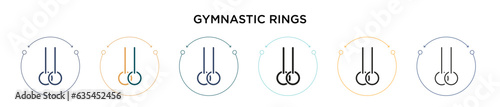 Gymnastic rings icon in filled, thin line, outline and stroke style. Vector illustration of two colored and black gymnastic rings vector icons designs can be used for mobile, ui, web