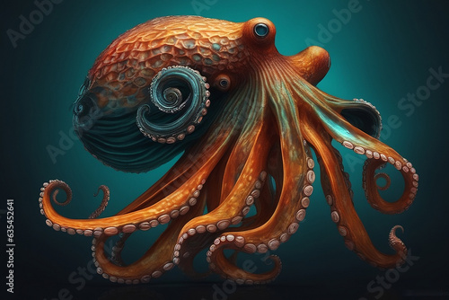 colorful-octopus-fish-on-a-dark-background