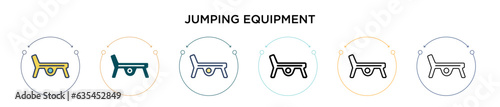 Jumping equipment icon in filled, thin line, outline and stroke style. Vector illustration of two colored and black jumping equipment vector icons designs can be used for mobile, ui, web