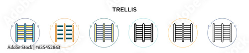 Trellis icon in filled, thin line, outline and stroke style. Vector illustration of two colored and black trellis vector icons designs can be used for mobile, ui, web