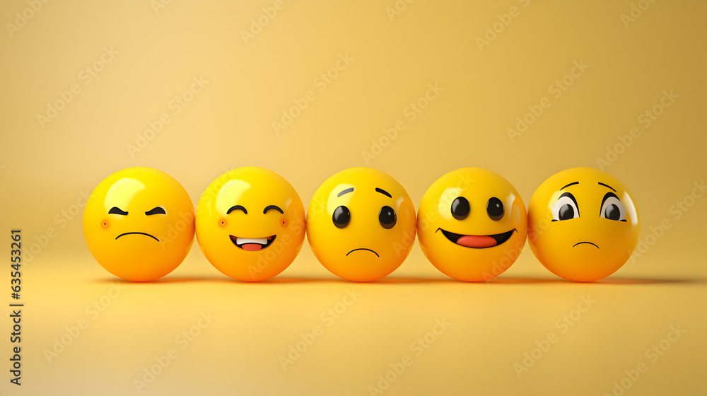 5 émoticônes, différentes expressions, pour symboliser les avis clients 5 émoticônes, différentes expressions, pour symboliser les avis clients