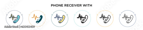 Phone receiver with signal icon in filled, thin line, outline and stroke style. Vector illustration of two colored and black phone receiver with signal vector icons designs can be used for mobile, ui,