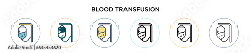 Blood transfusion icon in filled, thin line, outline and stroke style. Vector illustration of two colored and black blood transfusion vector icons designs can be used for mobile, ui, web