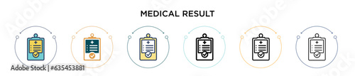 Medical result icon in filled, thin line, outline and stroke style. Vector illustration of two colored and black medical result vector icons designs can be used for mobile, ui, web