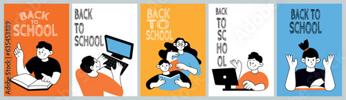 Vector illustration of teenagers ready to start new year and learn new things. International education day, world book day concept