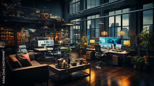 Wallpaper Mural The interior of a room in a brokerage or securities building. Generative Ai Torontodigital.ca